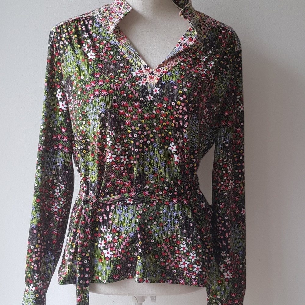 Vintage flower power shirt sz 18 stretch